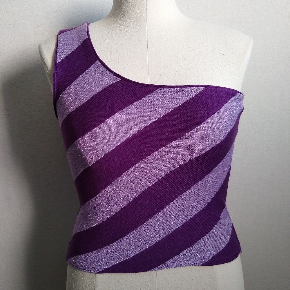 Buffalo David Bitton One Shoulder Striped Top